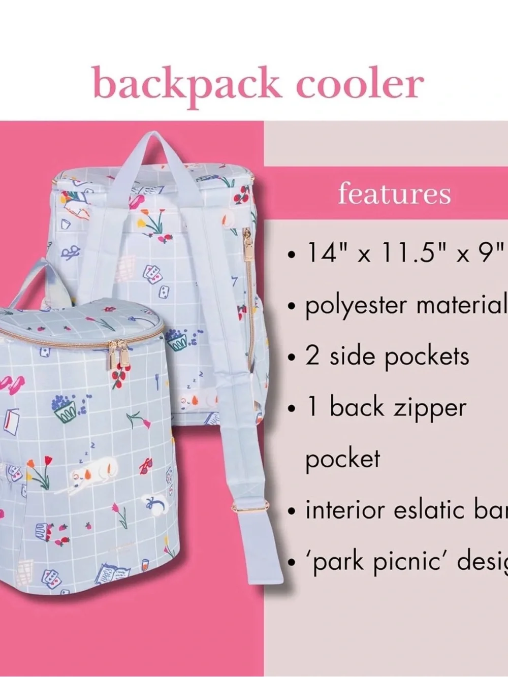 Kate Spade Insulated Backpack Cooler Park Picnic Soft Cooler Bag 256197 NWT